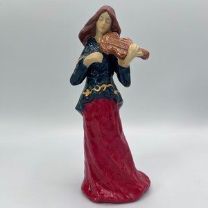 Greenbrier Lady Figurine Playing Violin Ceramic Figurine Decorative Accent